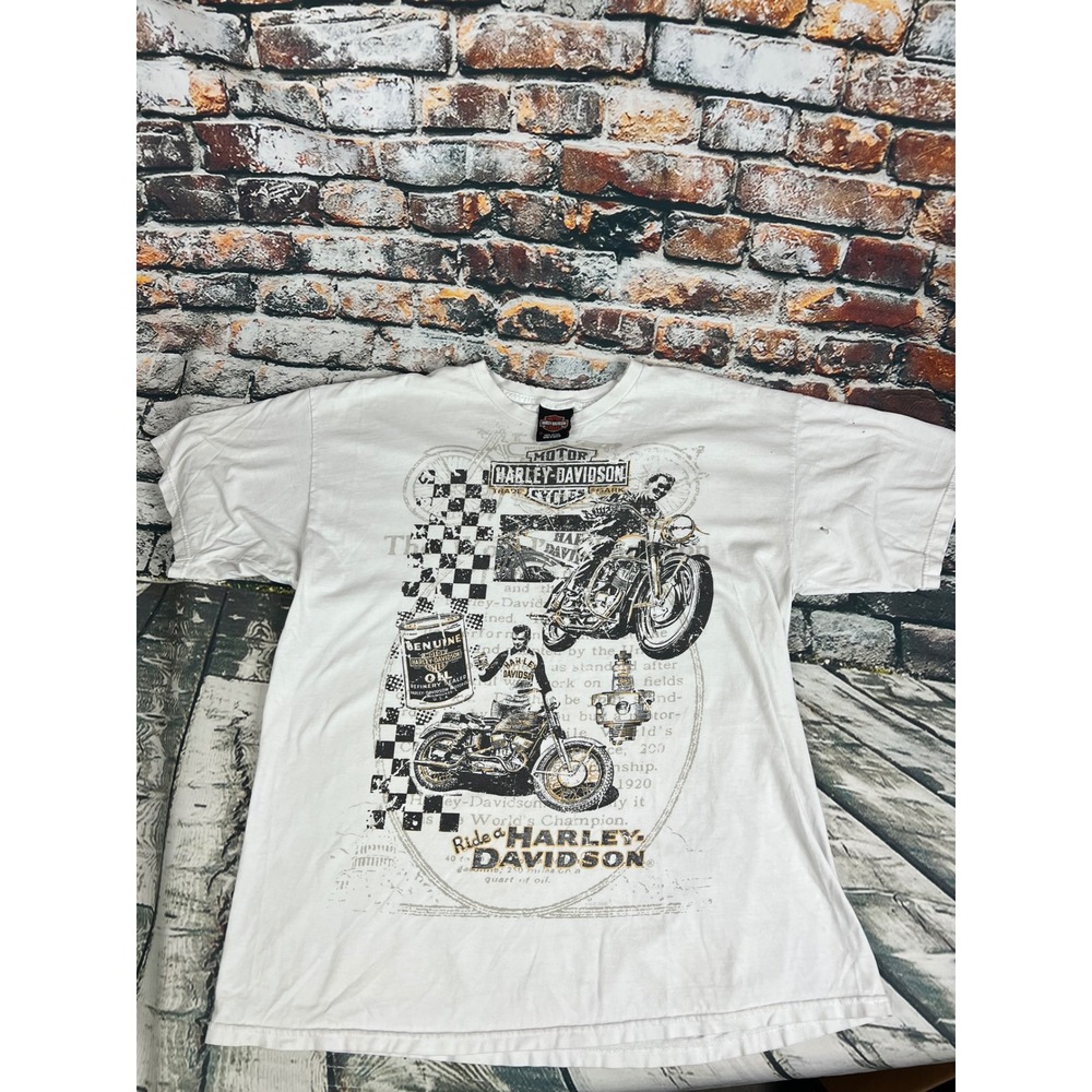 Harley-Davidson Gainesville FL Graphic T-Shirt Mens XL White Cotton Biker Tee‎